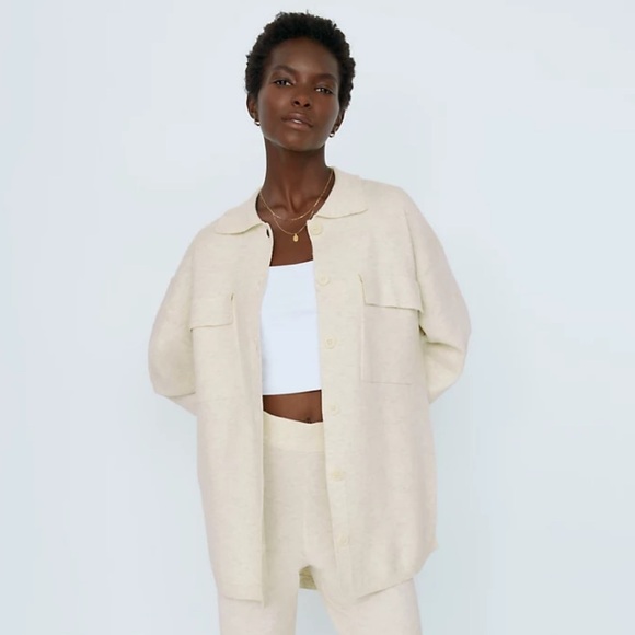 Aritzia Tops - Aritzia Wilfred Free Heather Flax Beige Ronnie Blouse Size L NWT